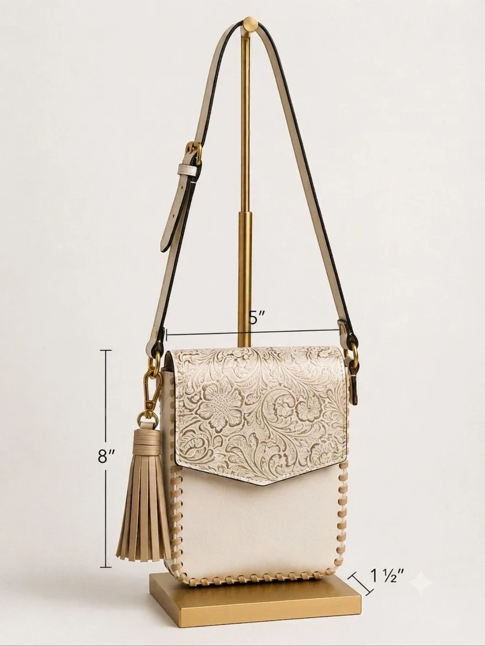 Cato Tooled Crossbody Bag & 9-Piece Engraved Bracelet Bundle